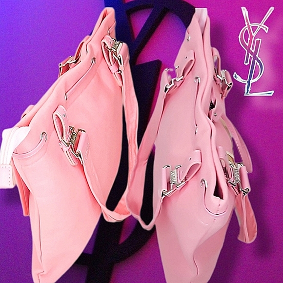 Authentic Yves Saint Laurent Limited Edition Kahala Drawstring Pink Canvas Tote - Picture 5 of 13